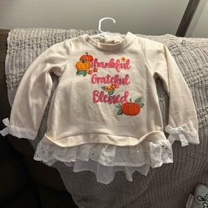Little Lass Cream Sweater with Embroidered Pumpkins